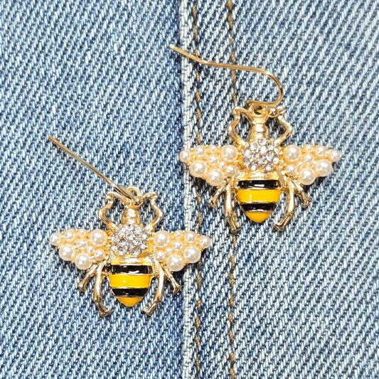 E1140 TE1338 Bee Design Drop Dangle Hook Earrings