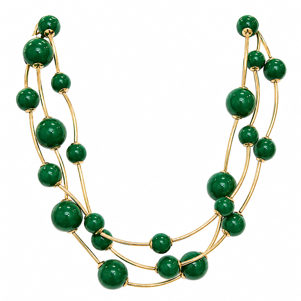 Triple Layer Ball Beaded Necklace - N5193