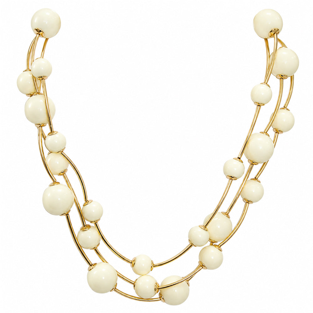 Triple Layer Ball Beaded Necklace - N5193