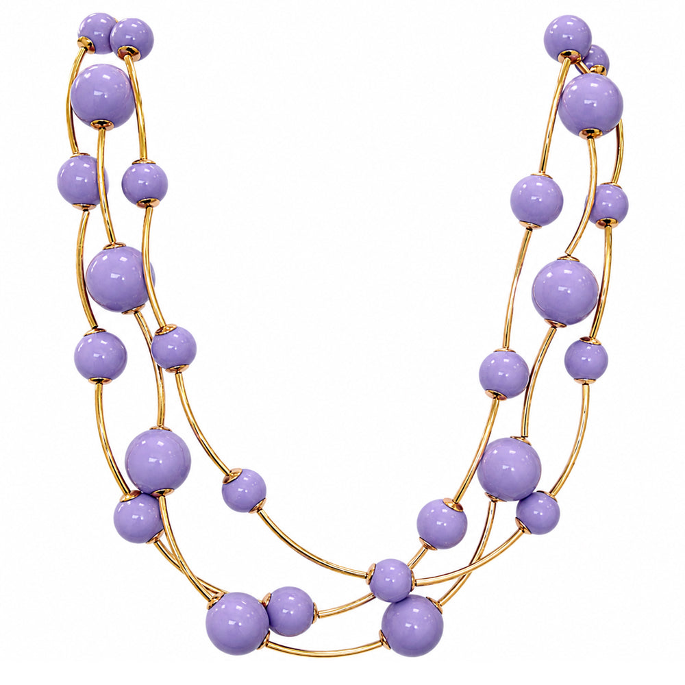 Triple Layer Ball Beaded Necklace - N5193