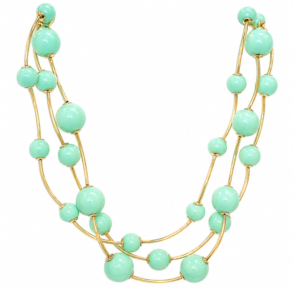 Triple Layer Ball Beaded Necklace - N5193