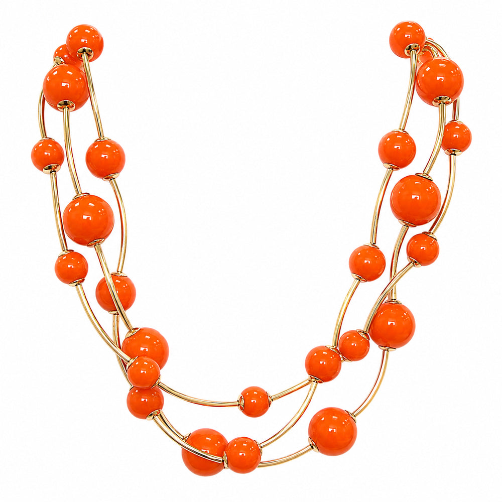 Triple Layer Ball Beaded Necklace - N5193