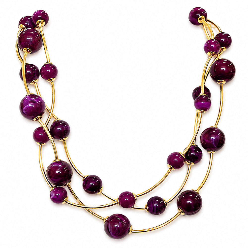 Multi Layer Ball Beaded Necklace - N5294