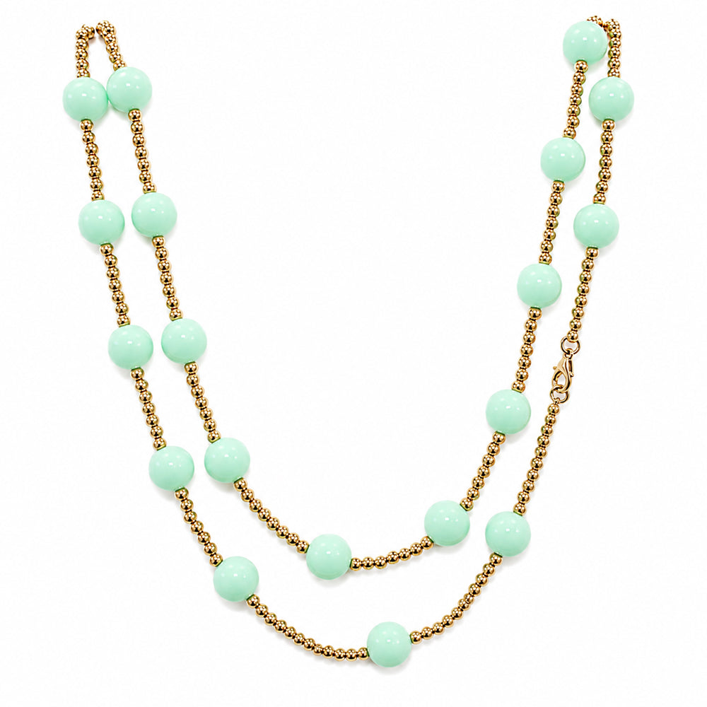 Double Layer Ball Beaded Necklace - N5295