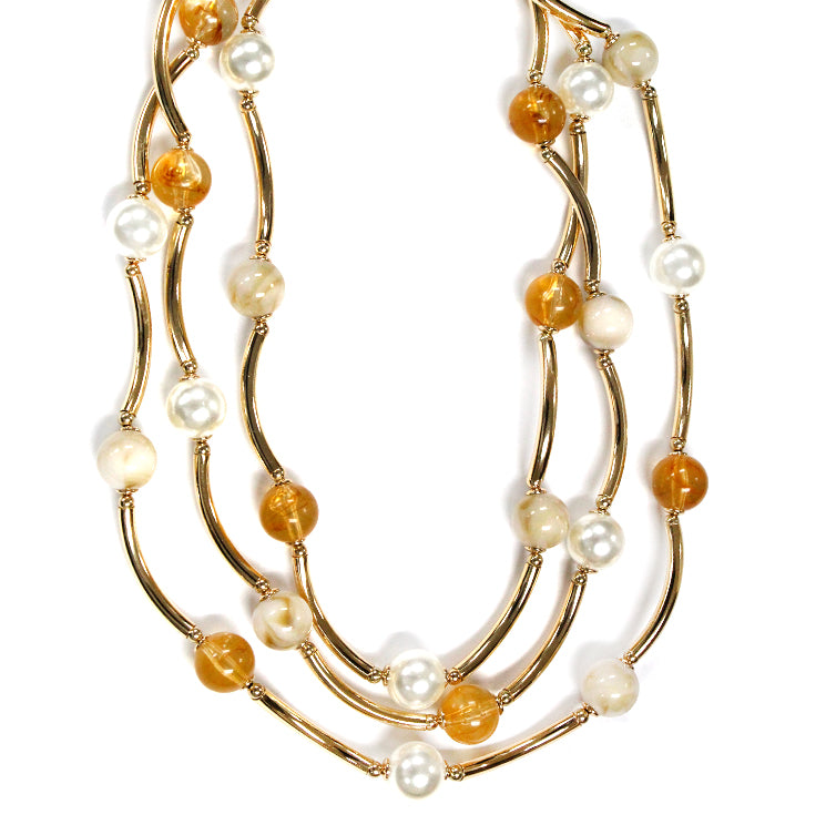 N5143 | Multi Strand Beaded Link Necklace | TN9473