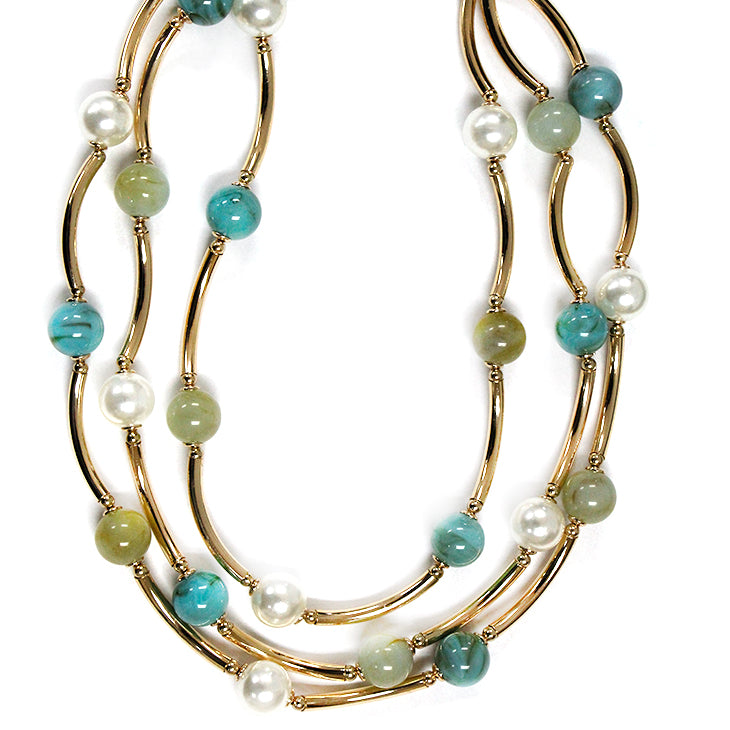 N5143 | Multi Strand Beaded Link Necklace | TN9473