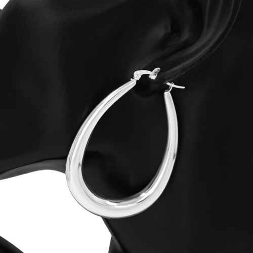 Oversized teardrop hoop earrings featuring a smooth polished finish and contemporary open silhouette.