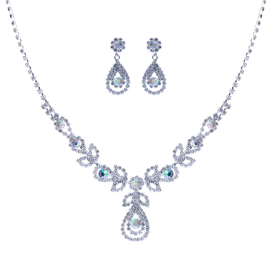 Jewelry set with necklace and earrings on a white background