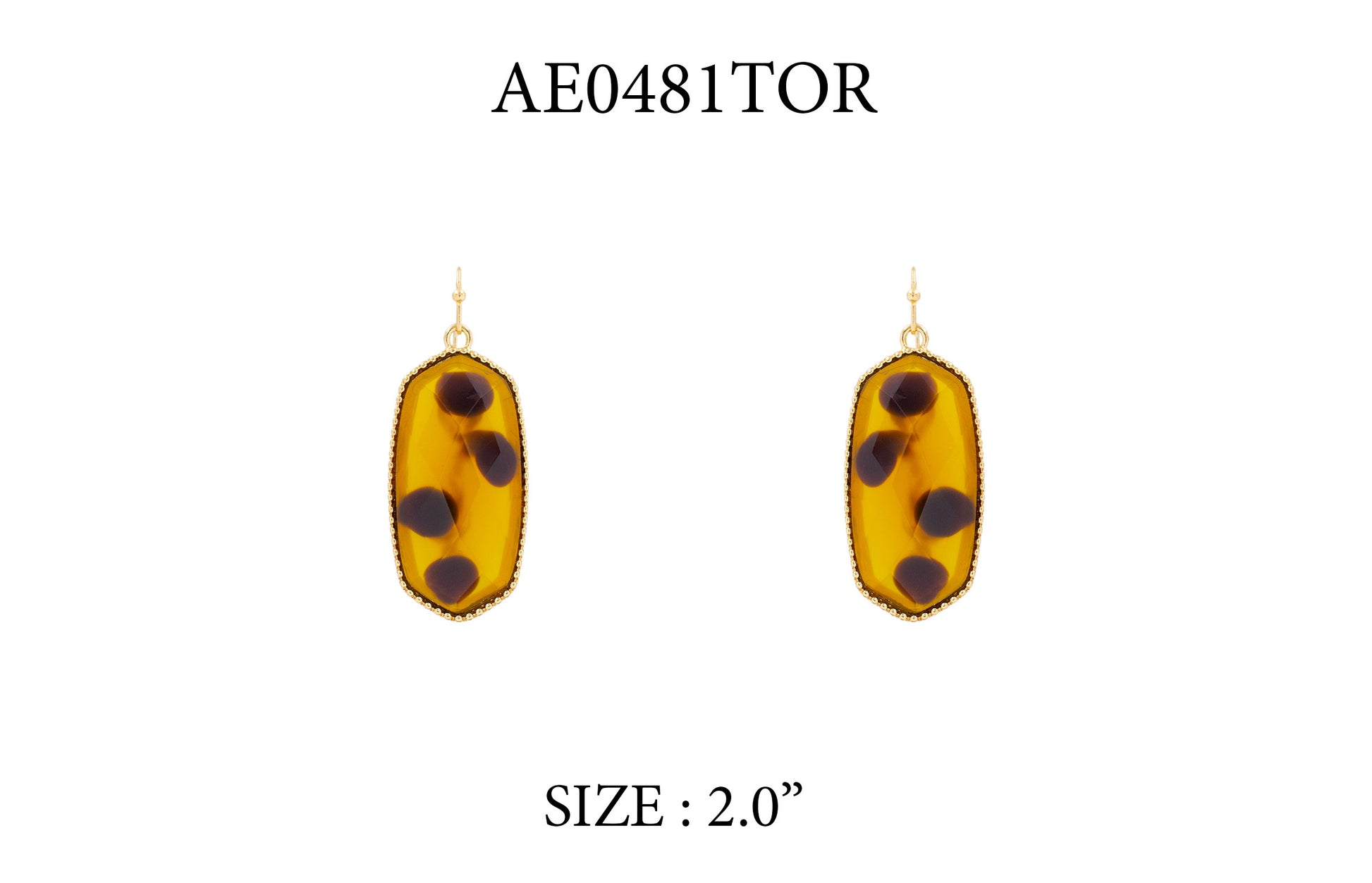 Yellow earrings with black dots on a white background