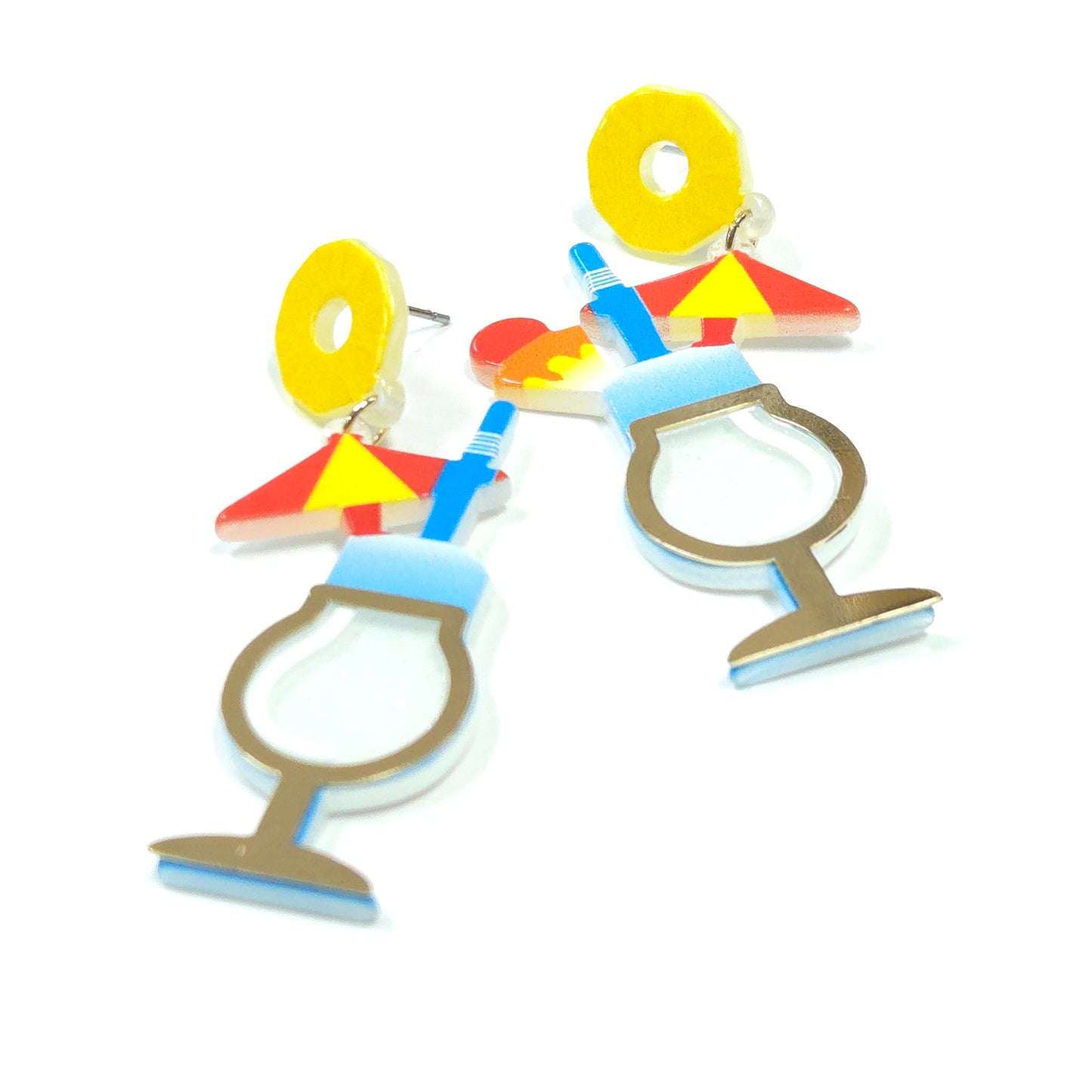 Colorful novelty glasses with candy cane design on a white background