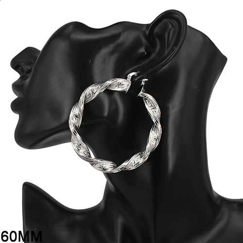Large twisted texture hoop earrings featuring an embossed pattern and bold circular silhouette.