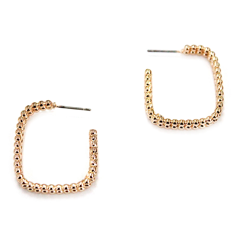 E2264 | Ball Texture Square Hoop Earrings | VE4714