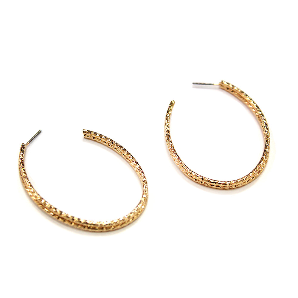 E2266 | Textured Oval Hoop Earrings | VE4746