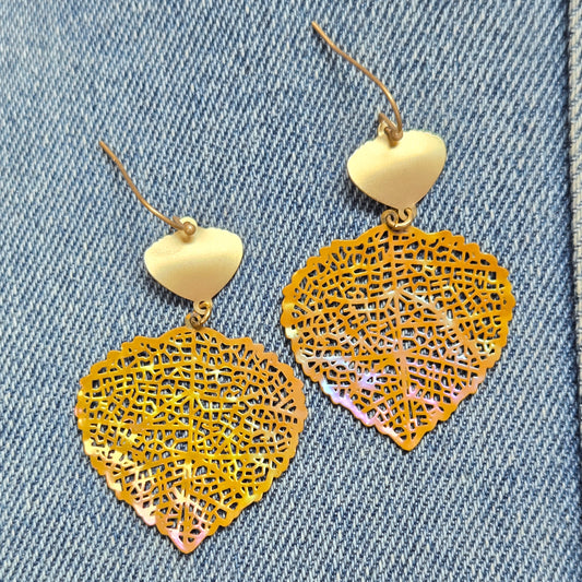 E1274 VER1095 Leaf Design Drop Dangle Earrings