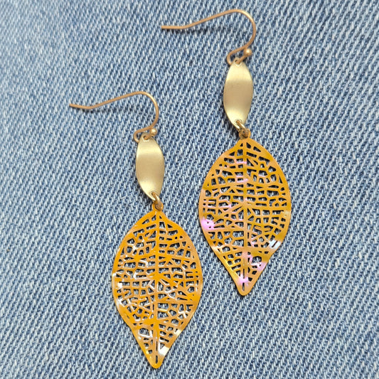 E1275 VER1096 Leaf Design Drop Dangle Earrings