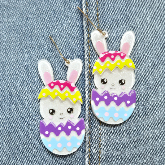 E1071 VER1180 Easter Bunny Design Drop Dangle Hook Earrings