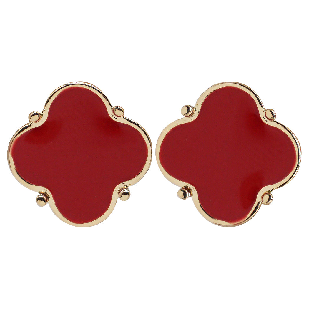 E0565 VER4623 Clover shape Stud Post Earrings