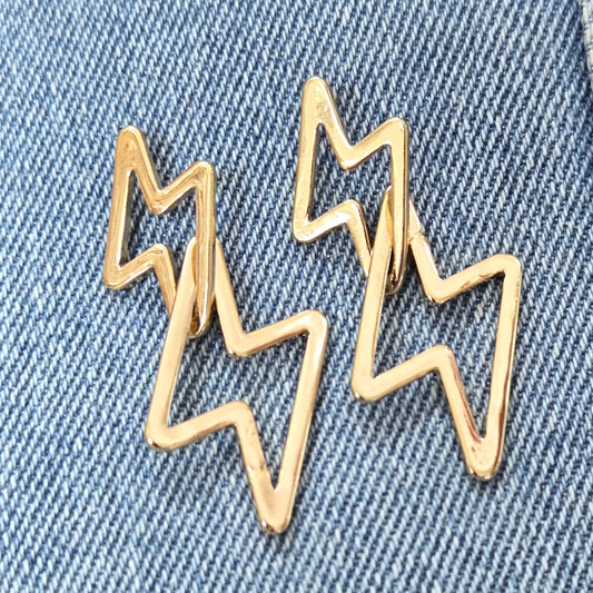 E1283 VER4748 Lightning Bolt Linked Dangle Earrings