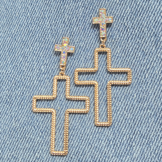 E1271 VER4821 Cross Drop Dangle Earrings