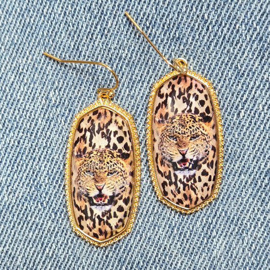 E1285 VER5342 Leopard Design Drop Dangle Earrings