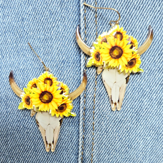E1019 VER5773 Long Horn Design Drop dangle hook Earrings