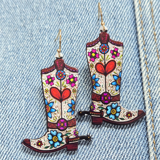 E1242 VER5774 Boots Drop Dangle Earrings