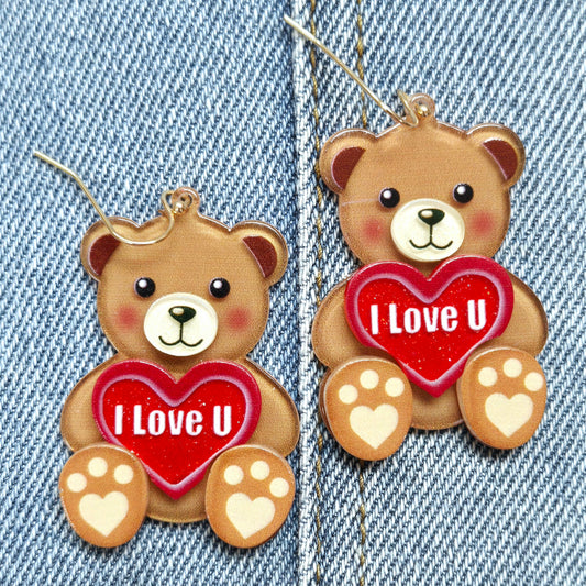 E1067 VER5777 Teddy Bear Design Drop Dangle earrings