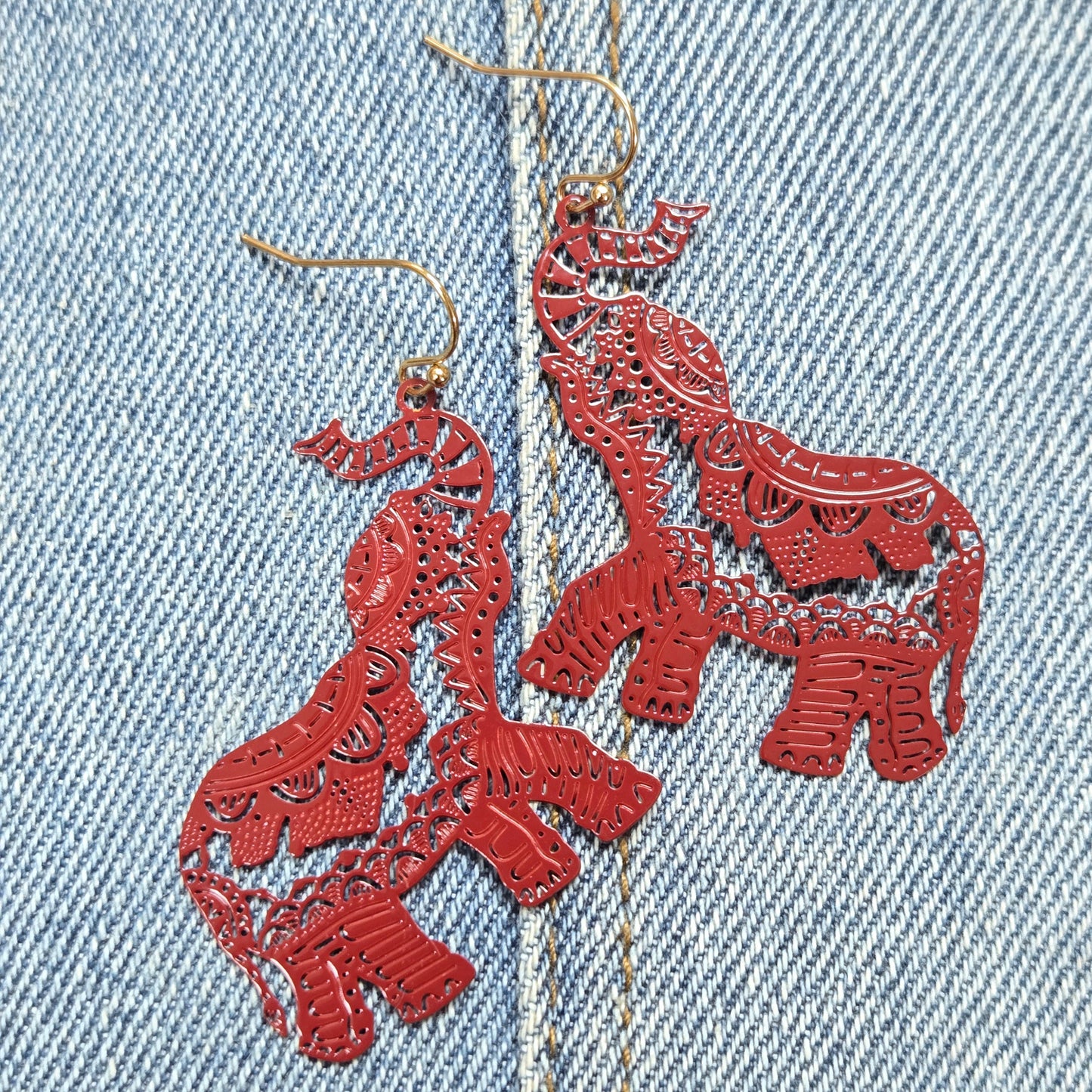 E1241 VER5866 Elephant Drop Dangle Earrings
