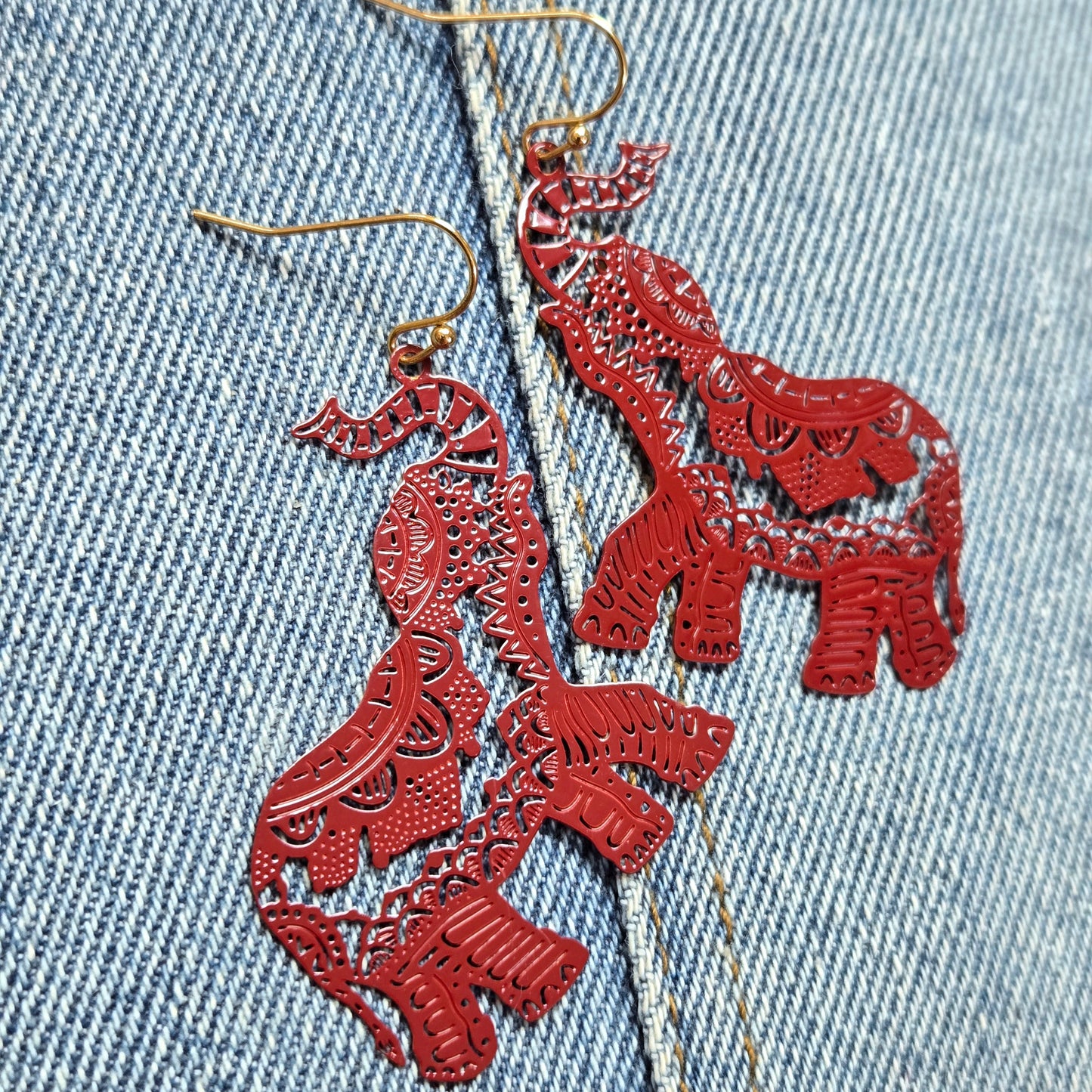 E1241 VER5866 Elephant Drop Dangle Earrings