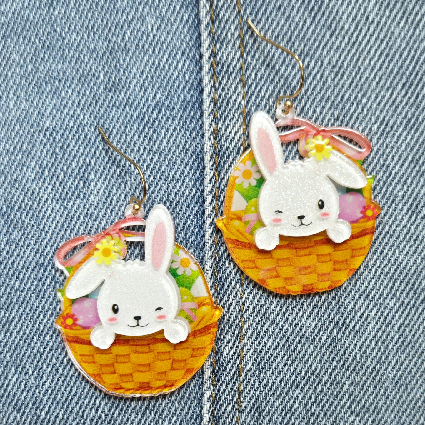 E1070 VER5886 Easter Bunny Design Drop Dangle Hook Earrings