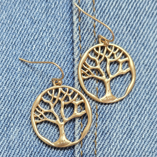 E1244 VER6162 Tree of Life Design Drop Dangle Earrings
