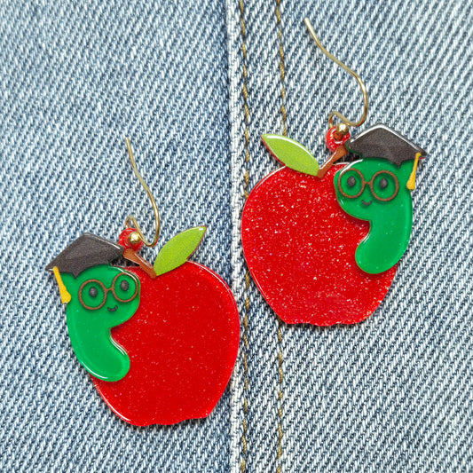 E1060 VER6281 Acrylic Apple Design Drop Dangle Hook Earrings