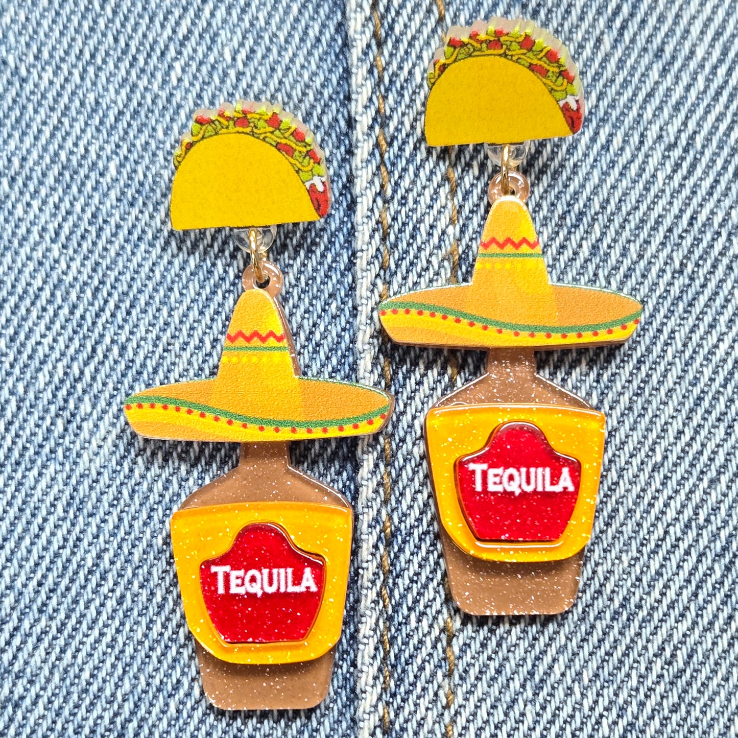 E1068 VER6283 TEQUILA Bottle Design Drop Dangle earrings