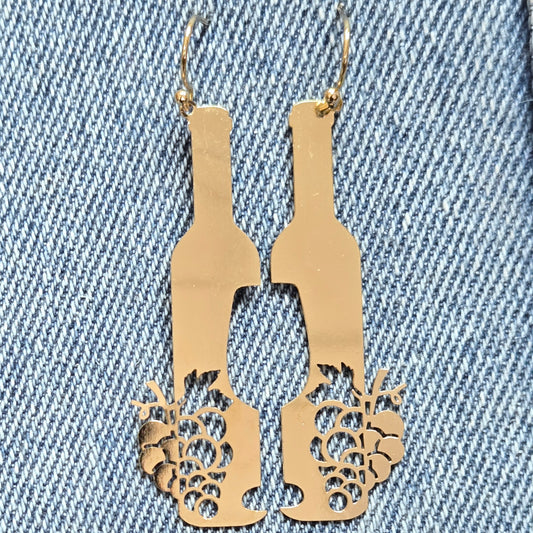 E1248 VER7522 Wine Bottle Drop Dangle Earrings