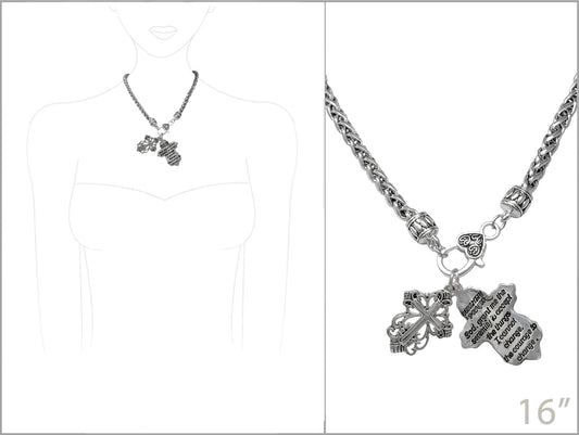Two necklaces with charms on a white background