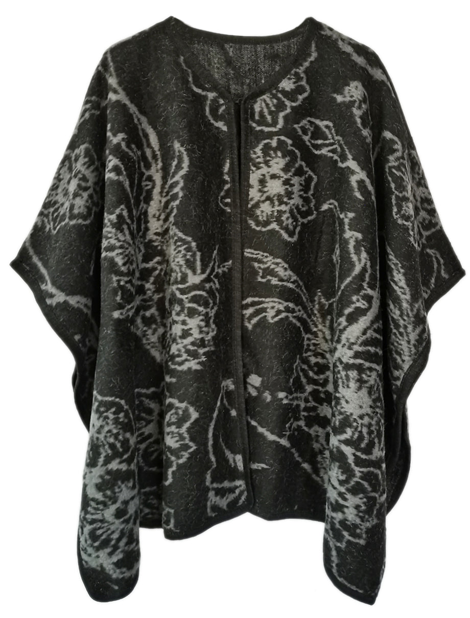 Floral Print Woven Ruana | PC96