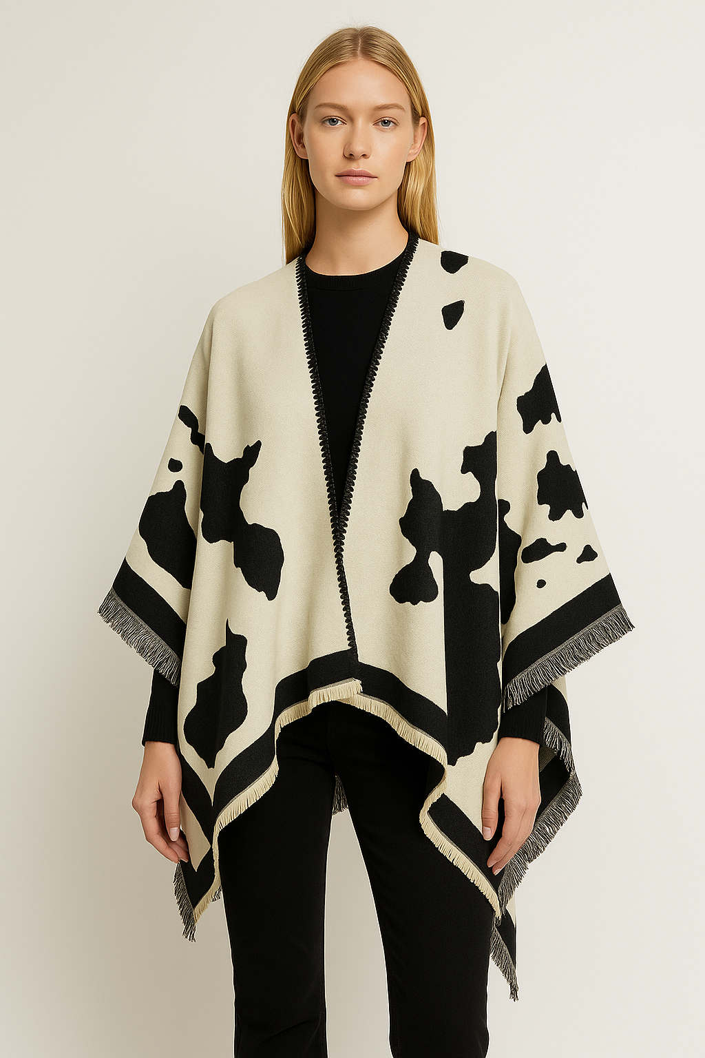 PC73 | Cow Print Ruana | WCR520150