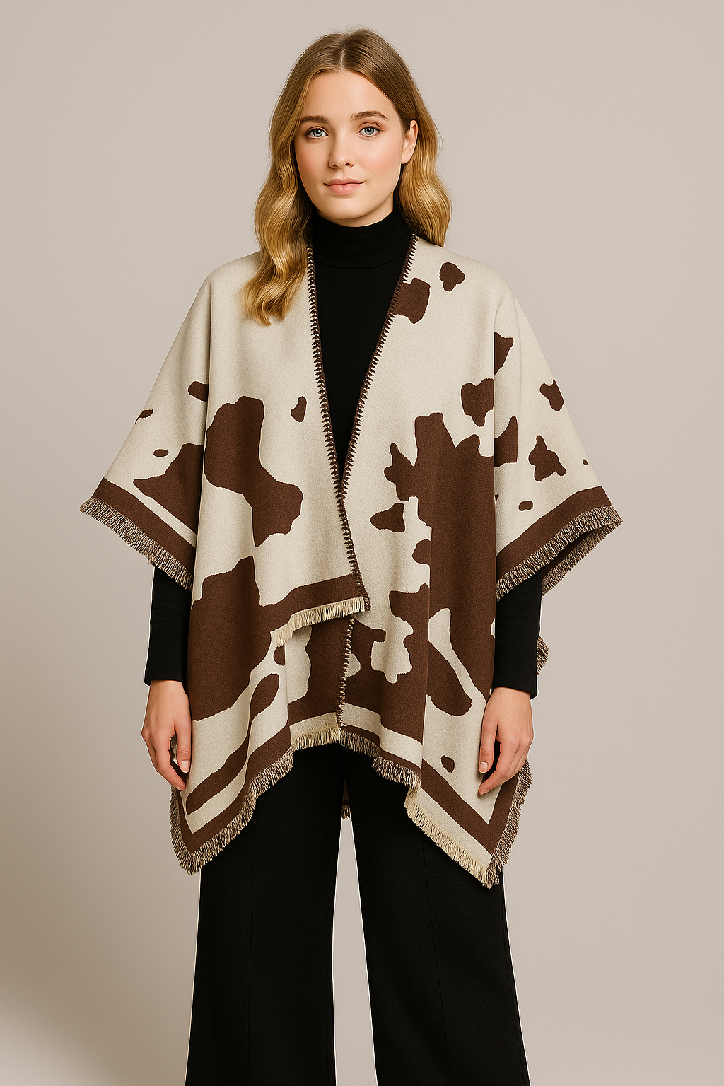 PC73 | Cow Print Ruana | WCR520150