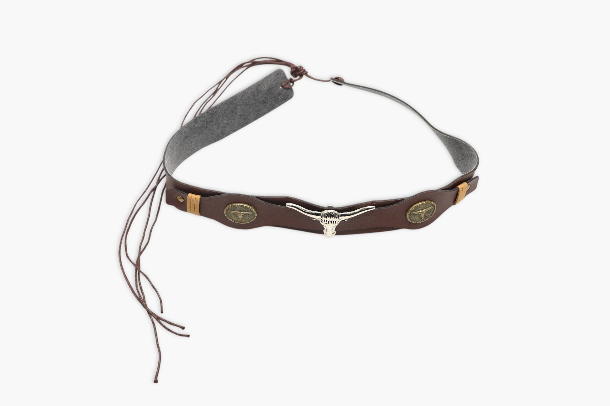 Horse bridle with leather headstall and reins on a white background