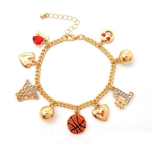B0188 YB2279 Basketball Charms Bracelet