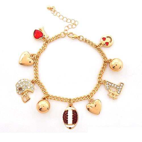B0189 YB2280 Football Charms Bracelet