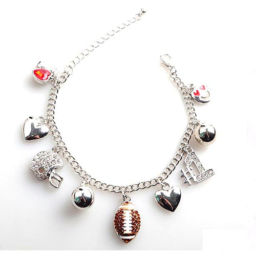 B0189 YB2280 Football Charms Bracelet