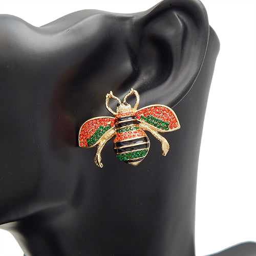 E1134 YE2855 Bee Design Drop Post Stud Earrings