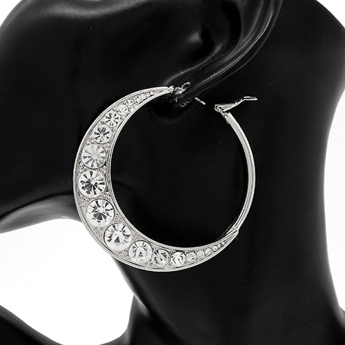 E1131 YE3472 Rhinestones Deco Hoop Earrings