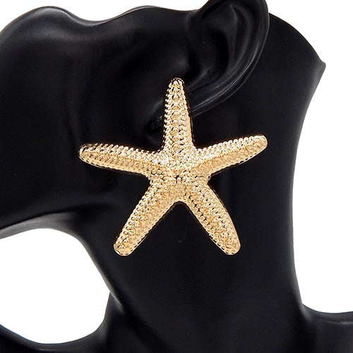 E1133 YE3569 Sea Life Starfish Design Drop Post Earrings