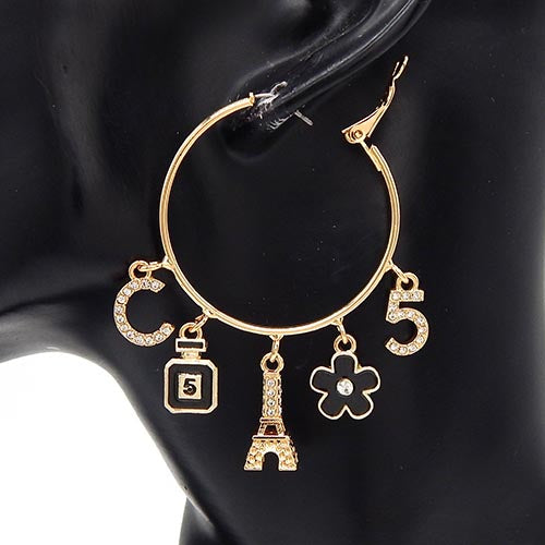 E1562 YE3575 Charms Hoop Earrings