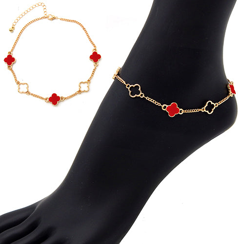 AK0007 YK2043 Acetate Quatrefoil Design Anklet