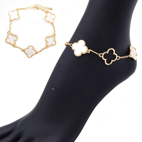 AK0006 YK2044 Acetate Quatrefoil Design Anklet