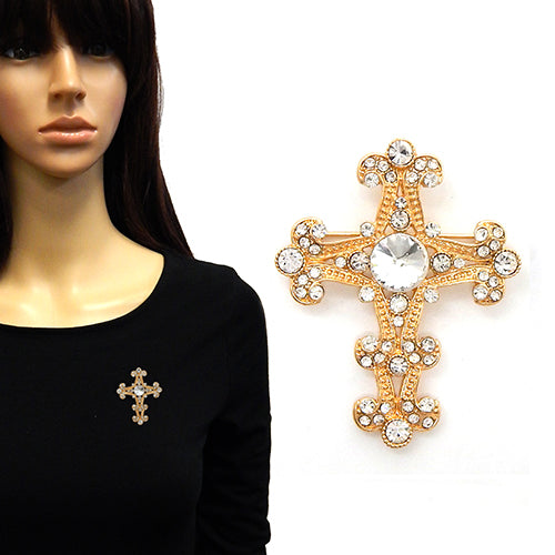 BR0092 YM2139 Cross Brooch