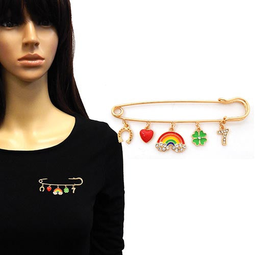 BR0189 YM2186 Multi Charms Dangle Brooch